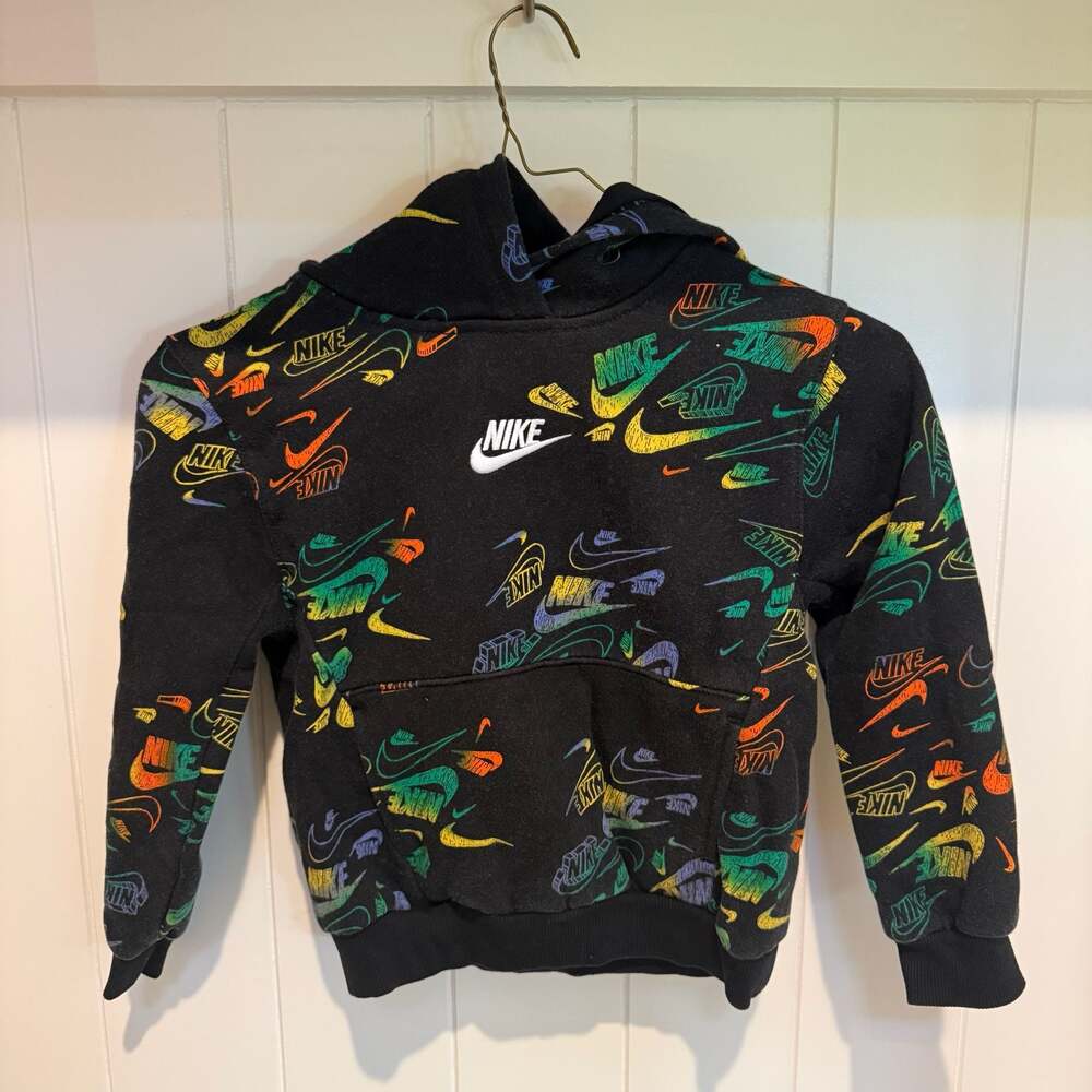 Nike Boys NSW AOP Reveal Hoodie Black Size 5-6 Years